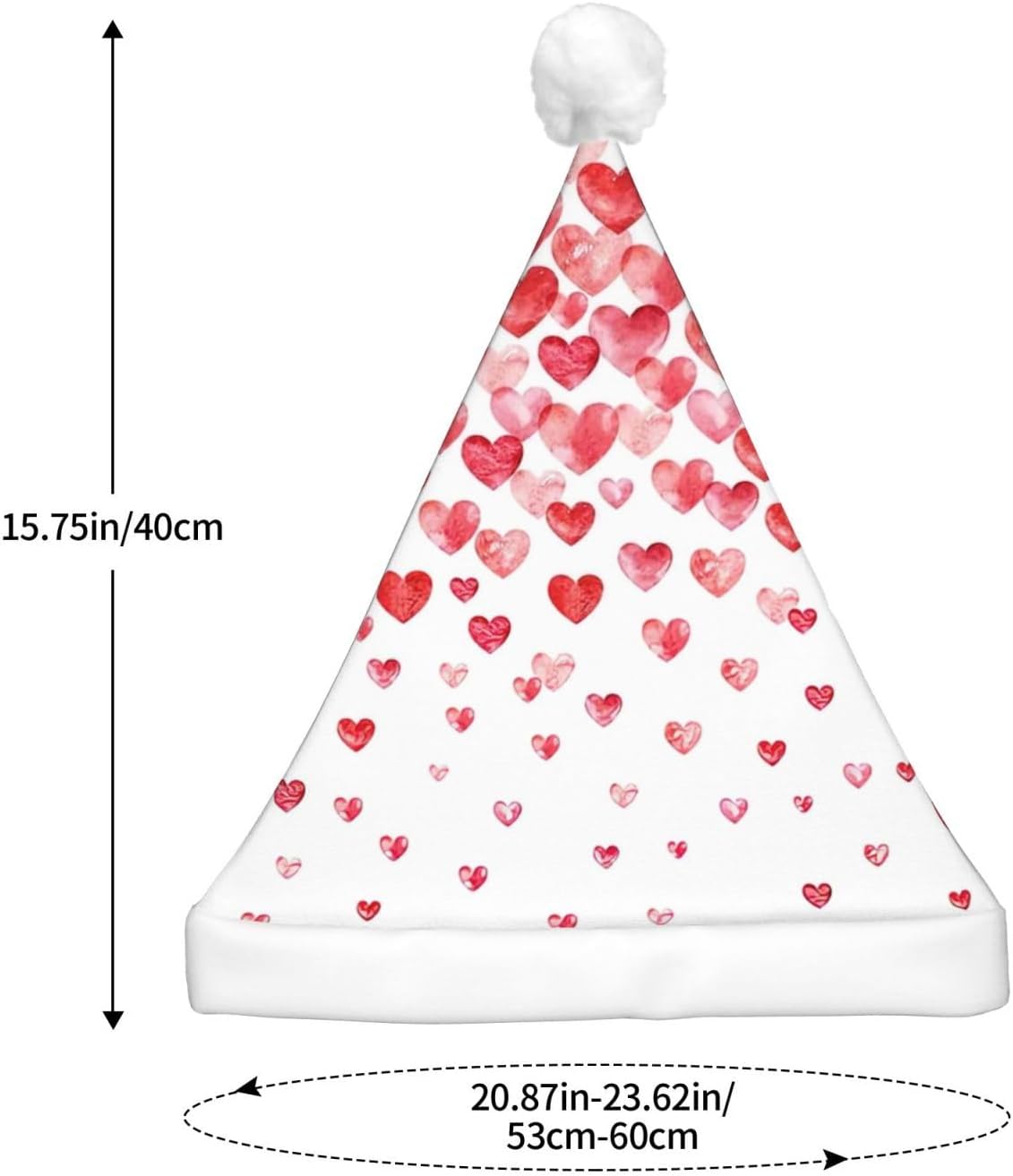 Falling Red Hearts Christmas Hat with LED Lights