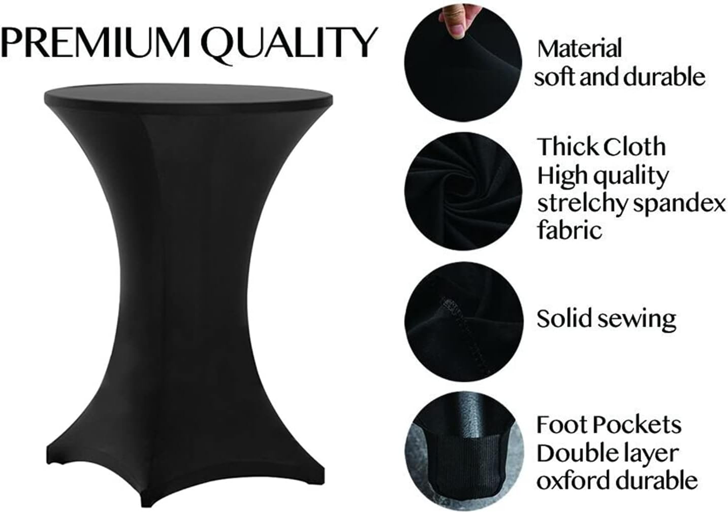 Tinas 4 Pack 32x43 Inch Highboy Spandex Table Cover Black