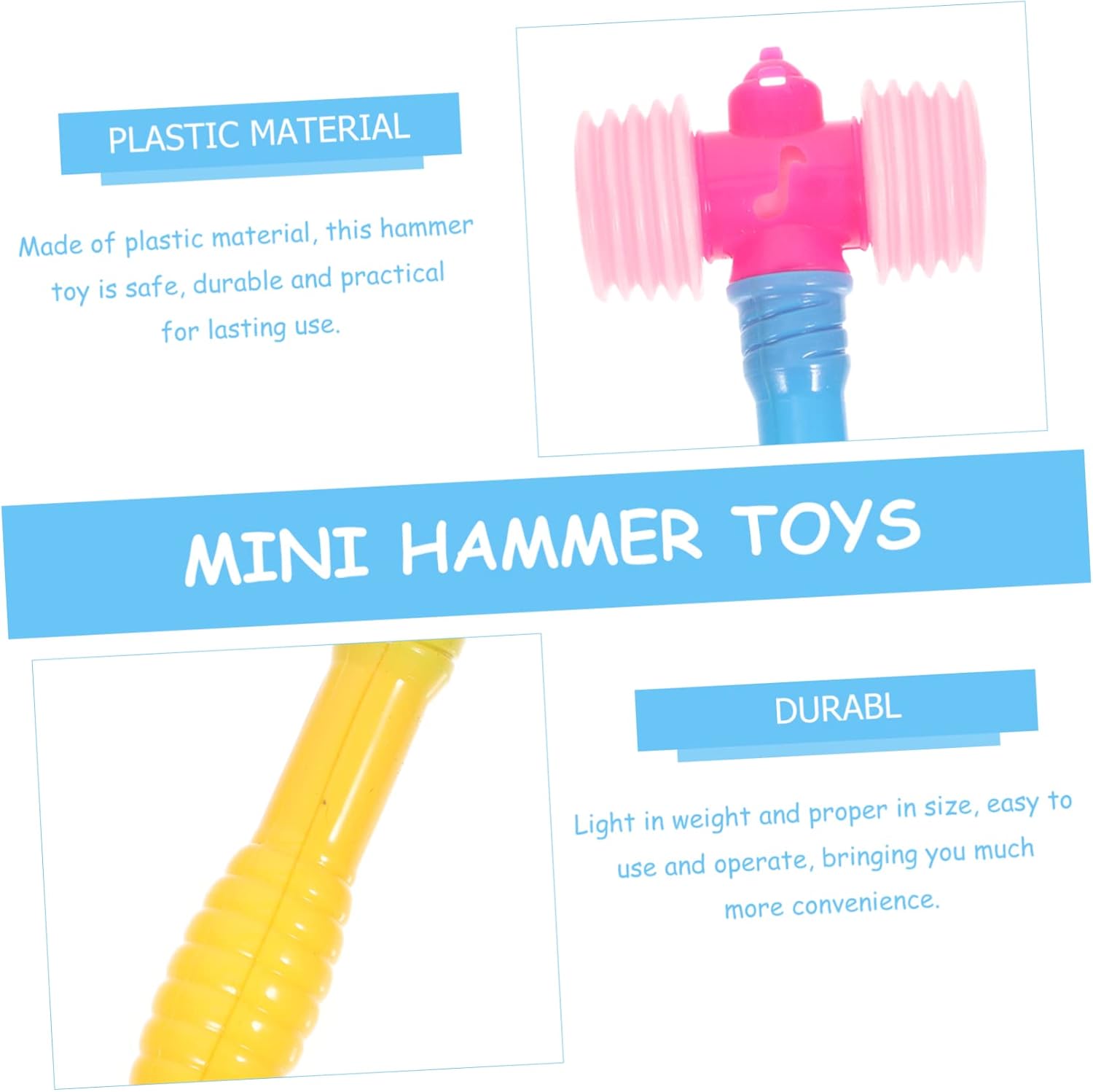 IMIKEYA 10pcs Squeaky Plastic Hammer Toys for Kids