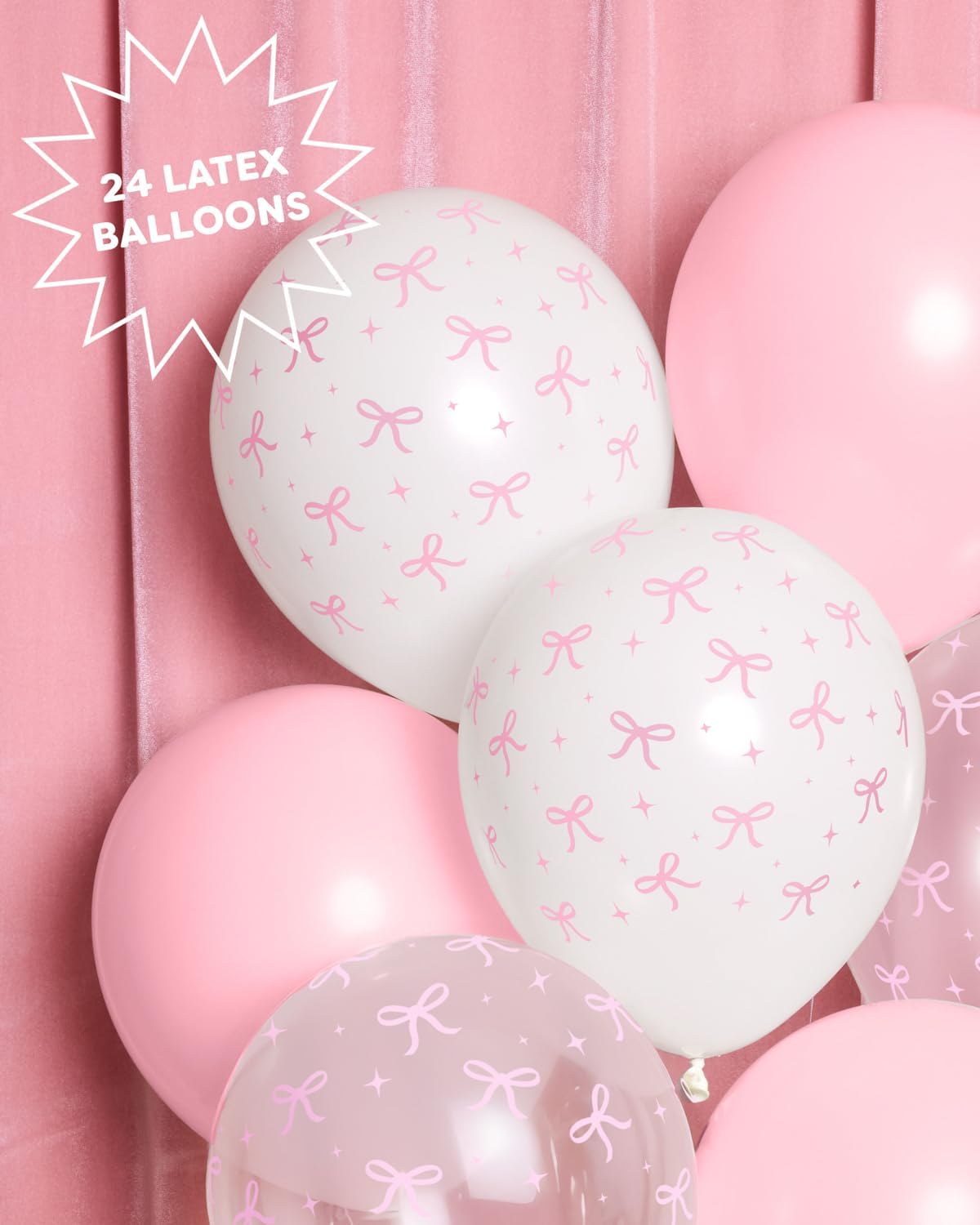 XO Fetti Pink Latex Bow Balloons 24 pk 12 Inch