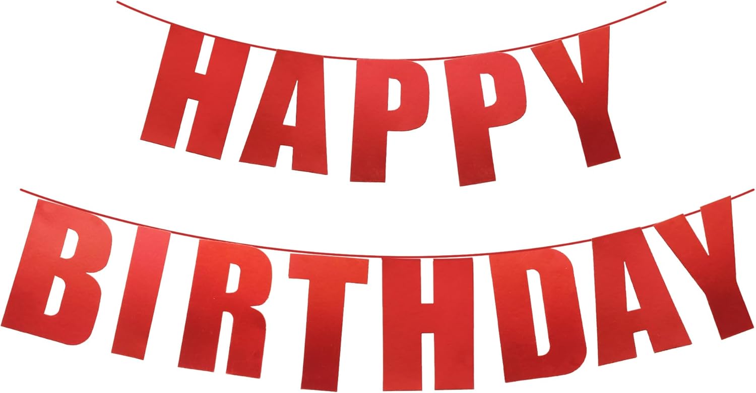 Red Happy Birthday Banner for Parties
