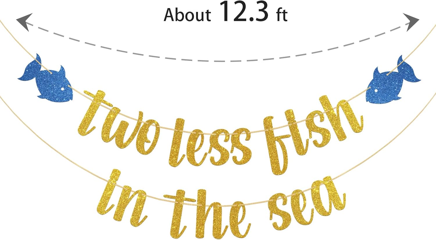 Gold Glitter Two Less Fish in the Sea Banner