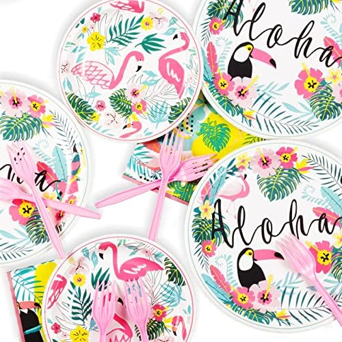 Hawaiian Luau Party Plates Napkins Set for 25 Guests