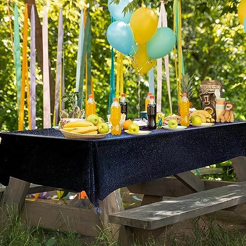 2 Pcs Black Holographic Laser Tablecloth for Parties