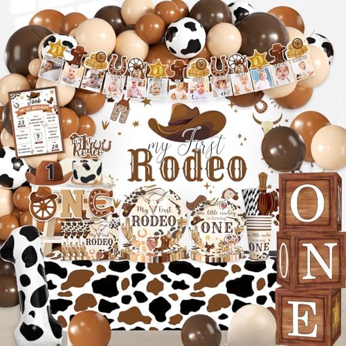 Cocomigo 226PCS First Rodeo Decorations Boy Party Set