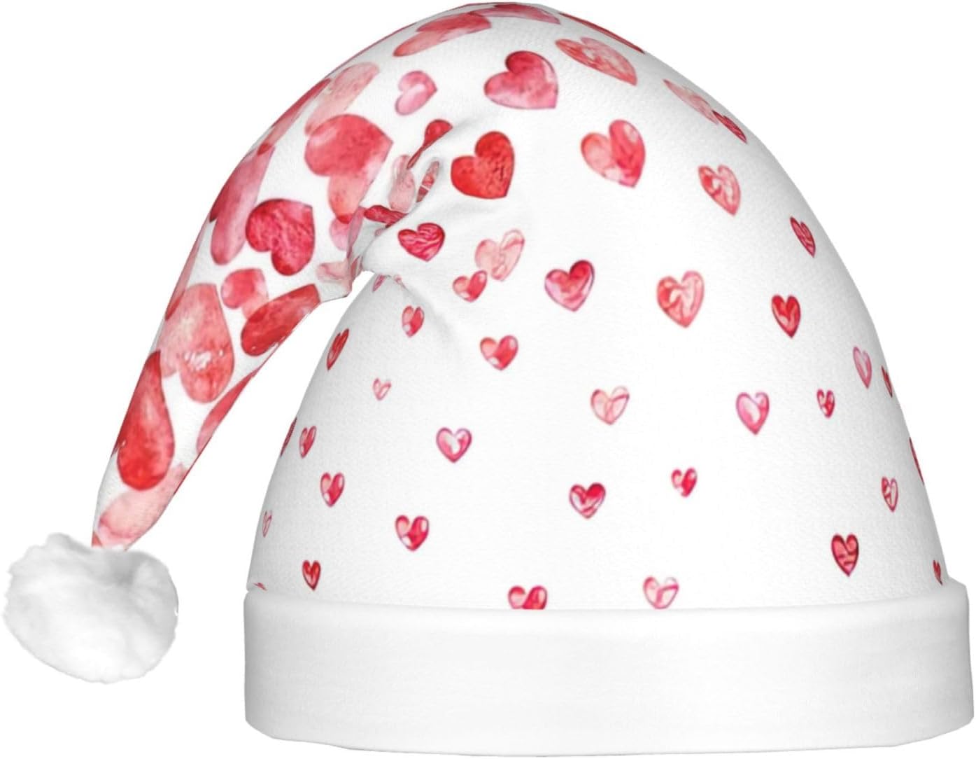 Falling Red Hearts Christmas Hat with LED Lights