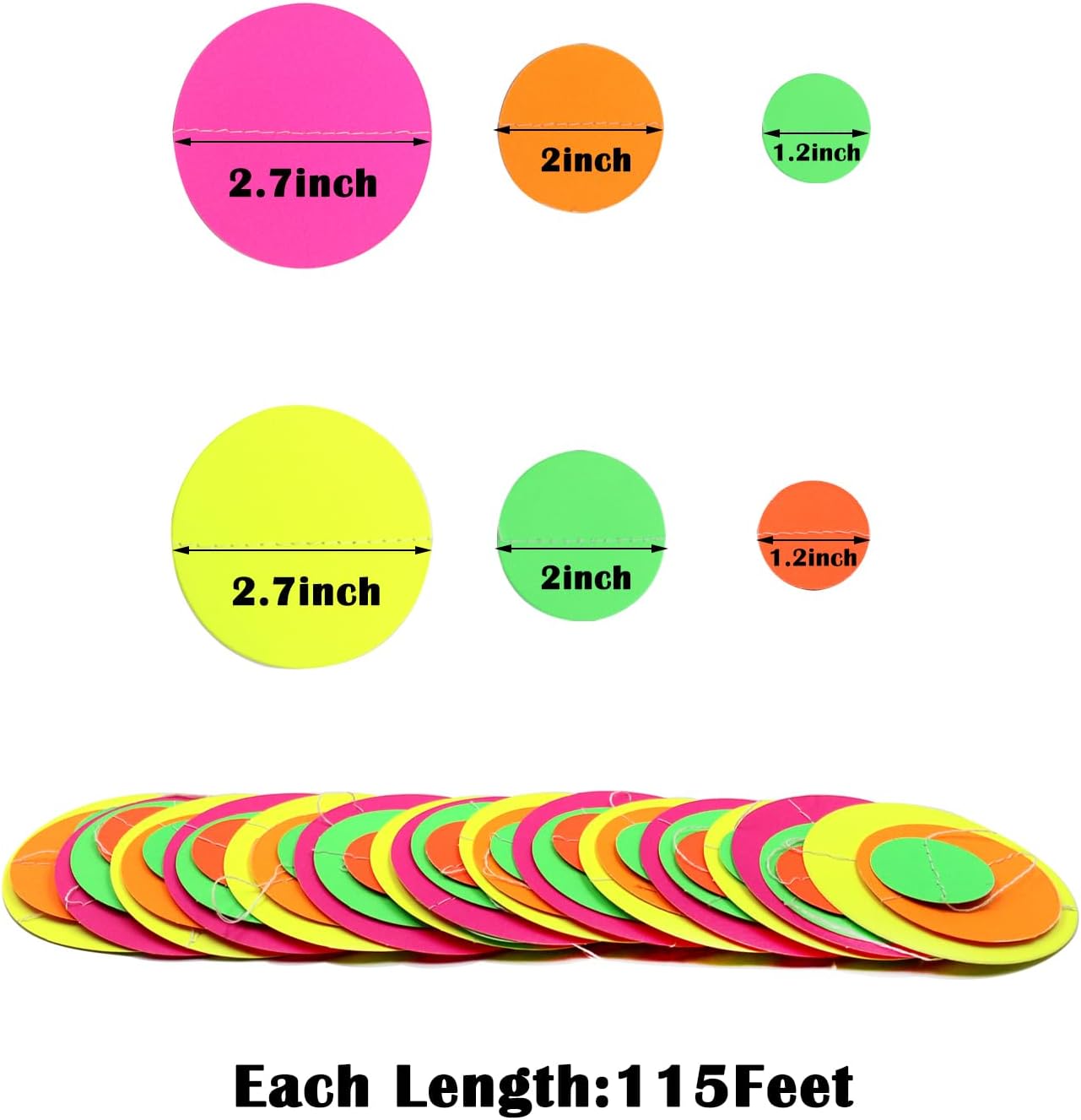 115 Feet UV Neon Garland Streamers for Black Light Parties