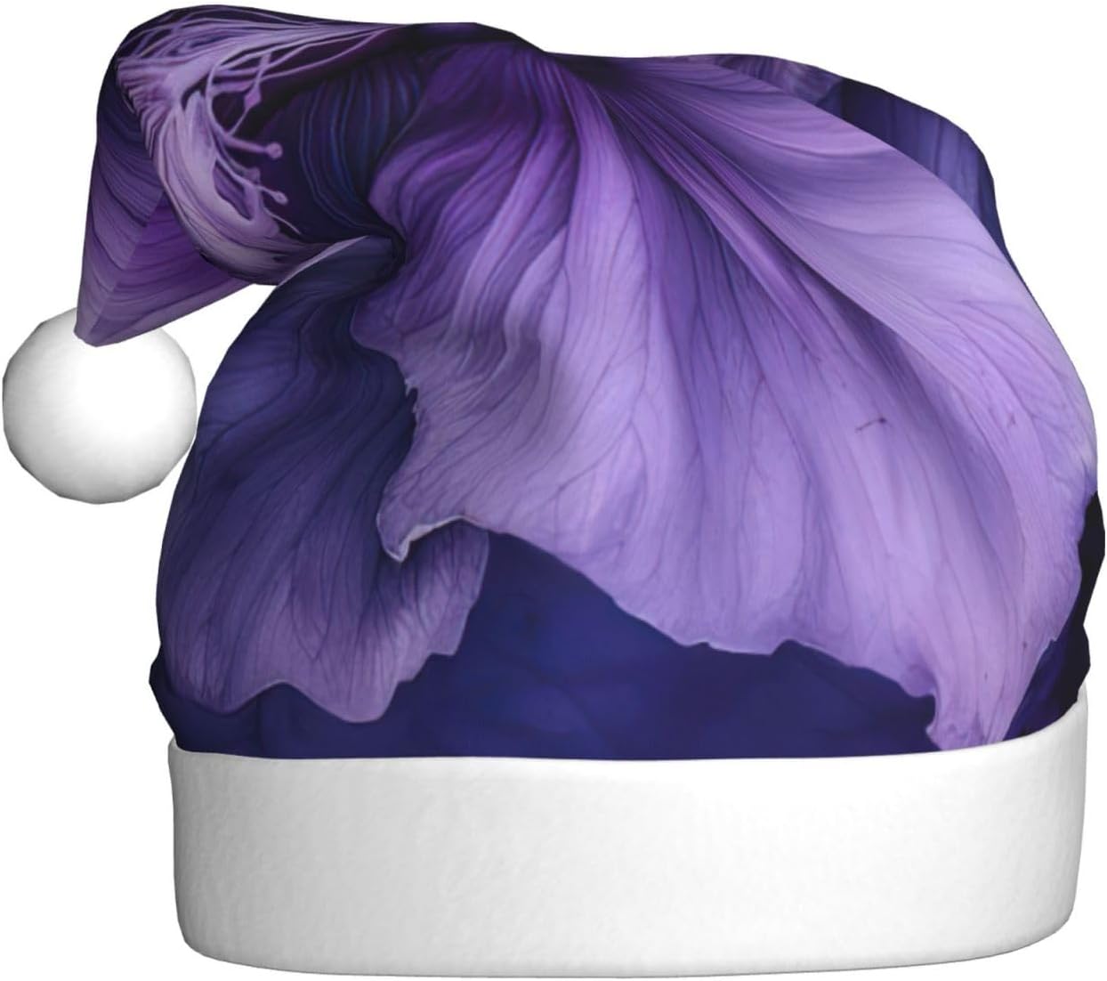 Purple Print Christmas Santa Hat Plush Funny for Adults