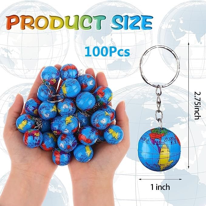 1 Inch Globe Keychains with Colorful Earth Replicas