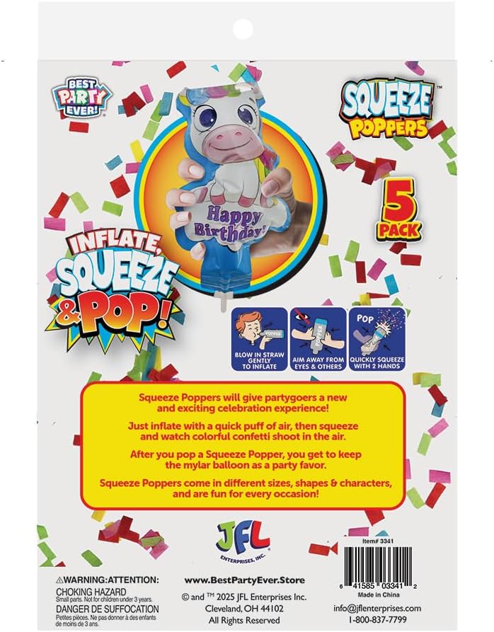Best Party Ever Unicorn Birthday Squeeze Popper 2 Pack