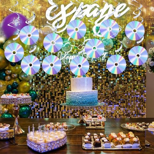 Y2K 90s Retro Party Decorations CD Swirls Hanging Streamers
