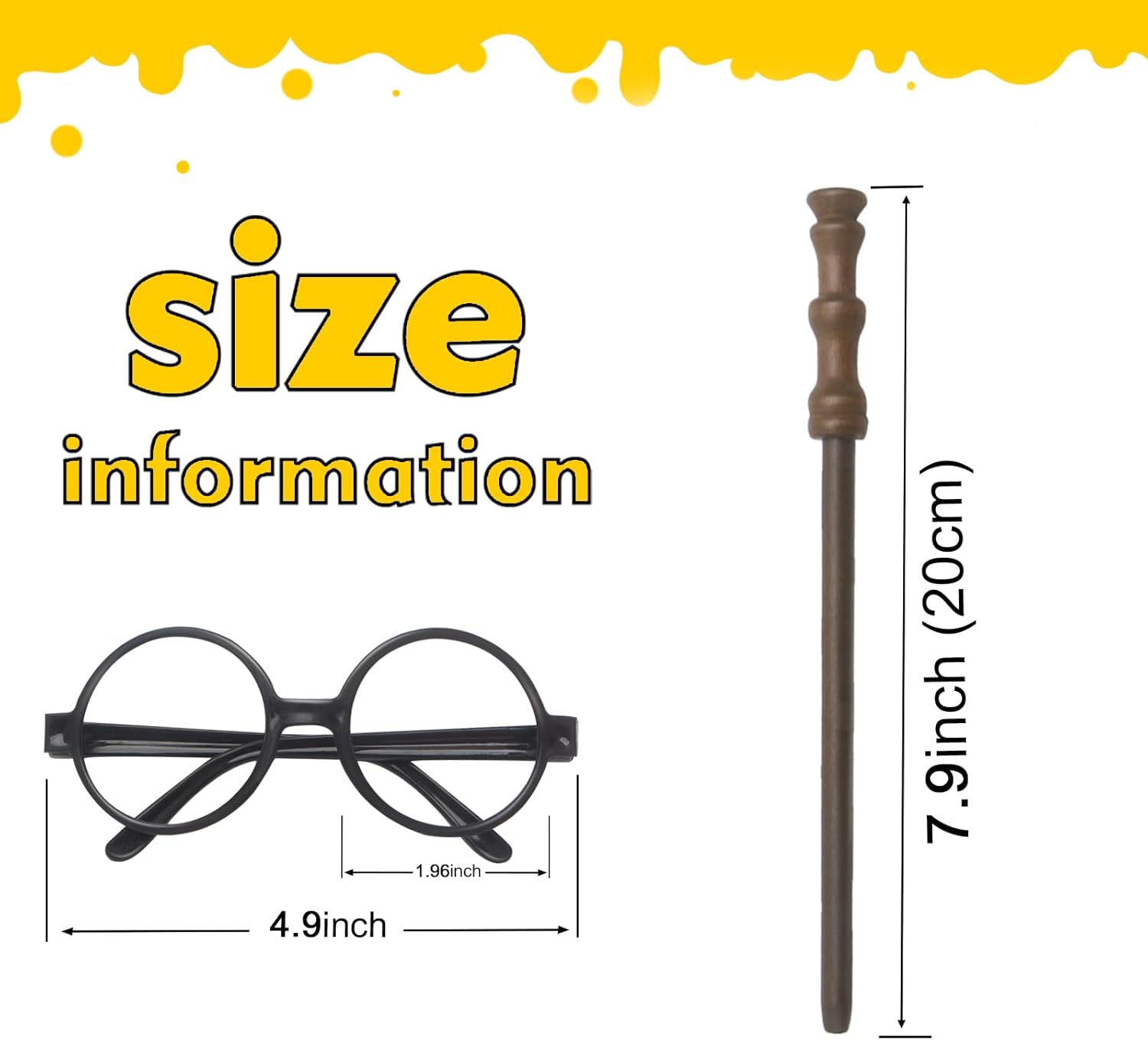 Col-Pary Cosplay Party Supplies Set - 12pcs Wand Pencil and Black Glasses