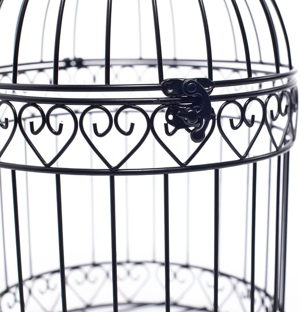 Andersons Decorative Black Wire Birdcage Wedding Centerpiece