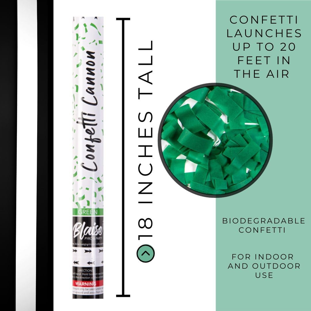 Blaise Pyro Party Green Confetti Poppers 18 6 Pack