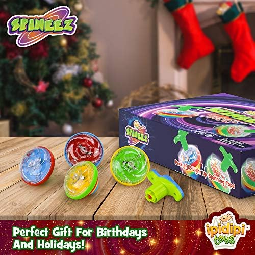 IPIDIPI TOYS Light Up Spinning Tops 12-Pack Blue