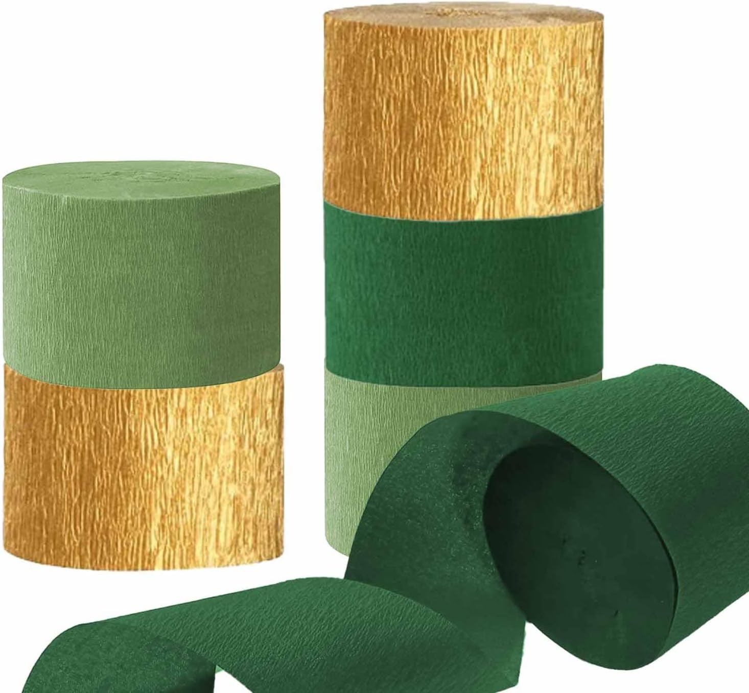 81 Feet Green Gold Sage Crepe Paper Streamers 6 Rolls