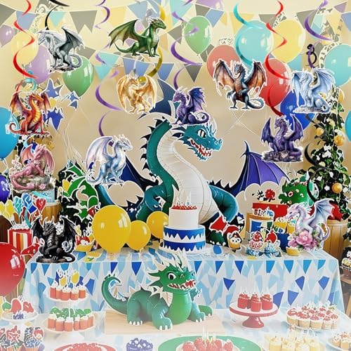 Dragon Birthday Party Decorations 12pcs Hanging Swirls