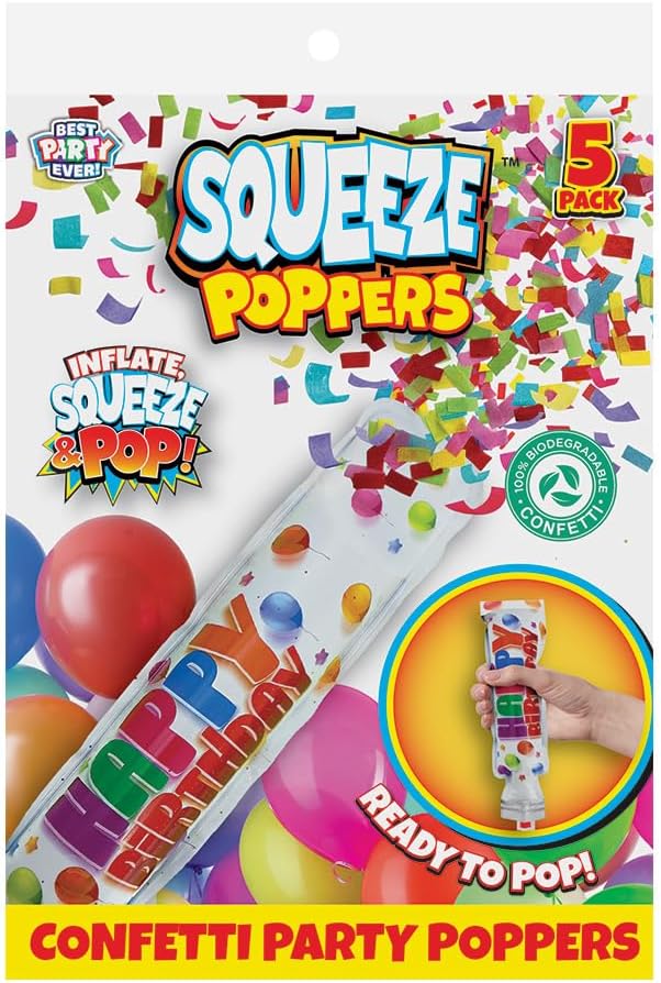 BEST PARTY EVER Happy Birthday Squeeze Popper 2 Pack