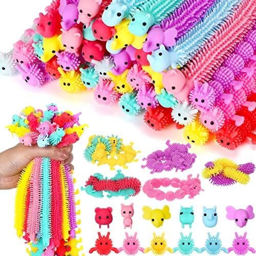 Chivao 100 Pack Stretchy Fidget Toy Worm Set