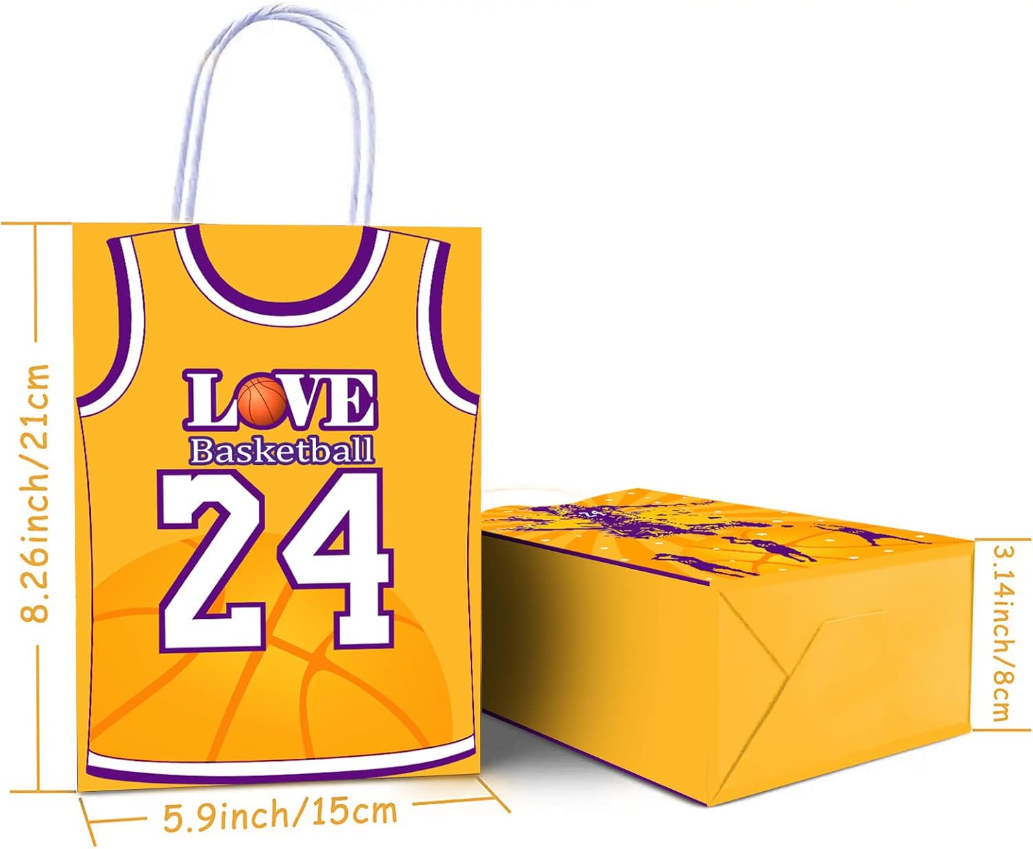 16 Piece Basketball T-Shirt Goodie Bags with Handles