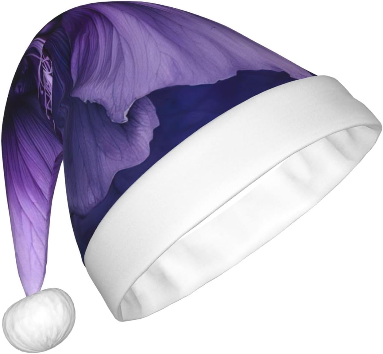 Purple Print Christmas Santa Hat Plush Funny for Adults