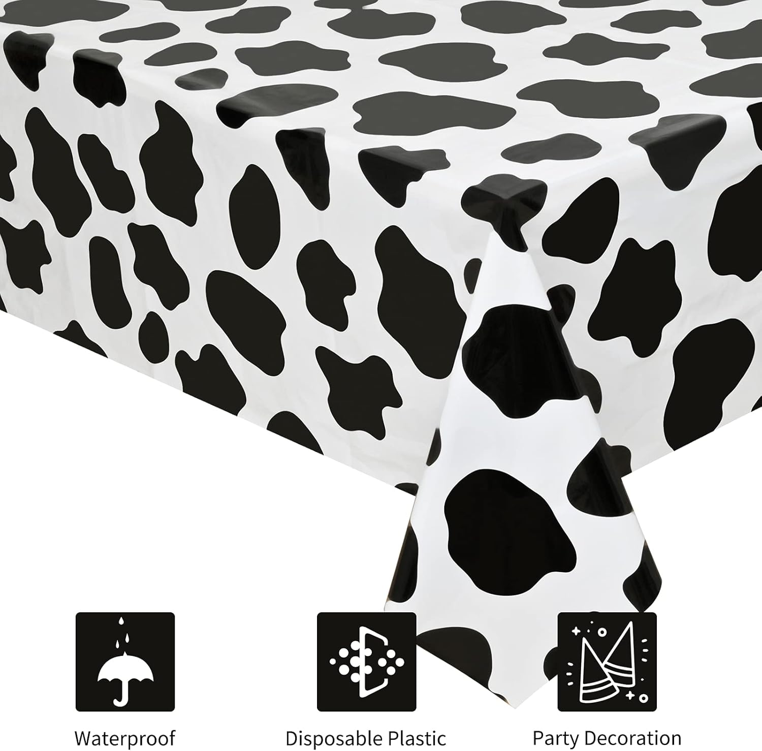 2 Pcs Cow Print Tablecloth for Farm Party Supplies