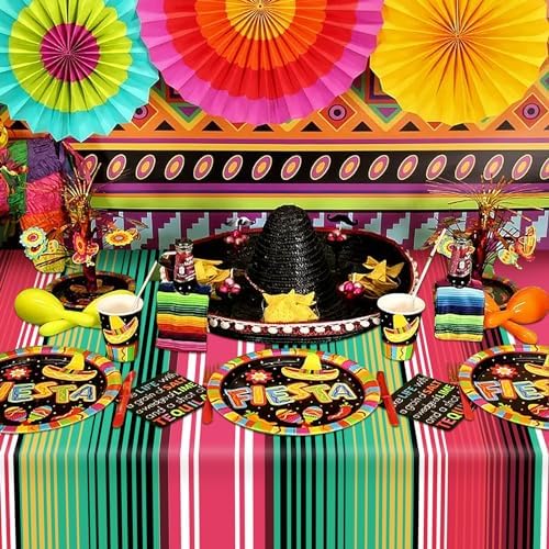 Hxezoc 3 Pack Mexican Striped Tablecloths 54x108 Inch