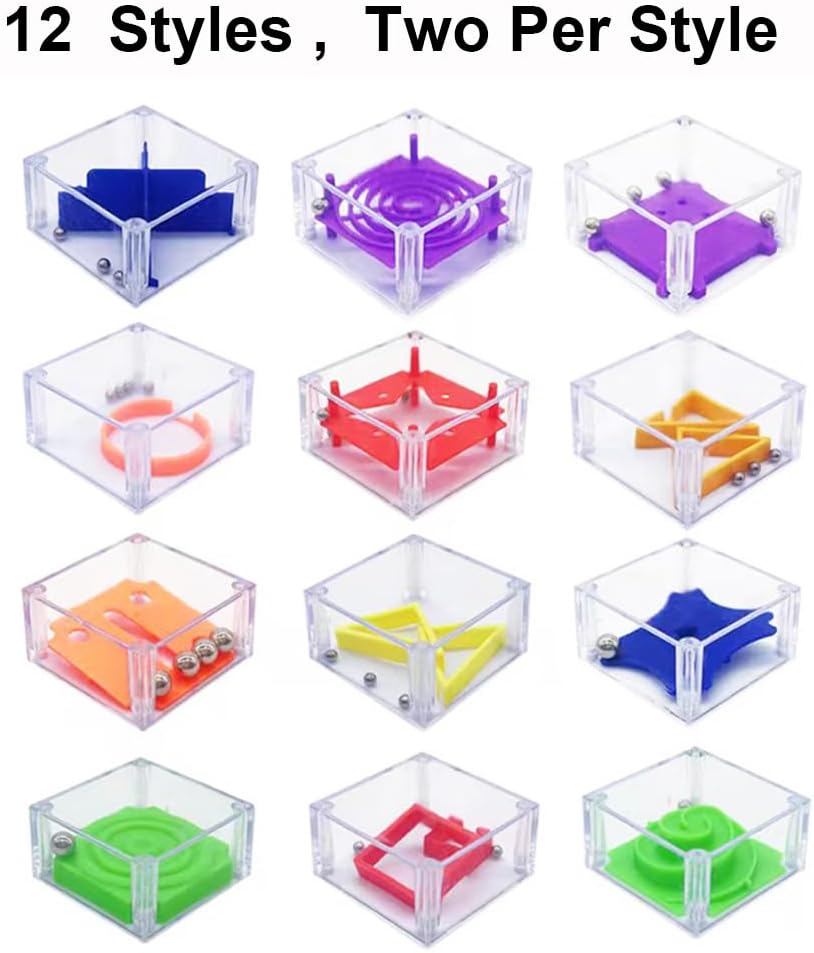 24 Pcs Brain Puzzle Cubes Balance IQ Maze Game