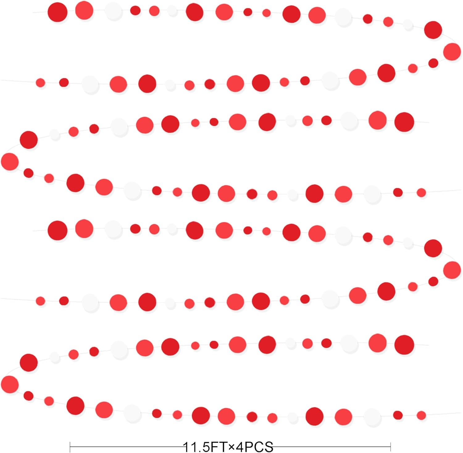 46 Ft Red and White Polka Dot Garland for Parties