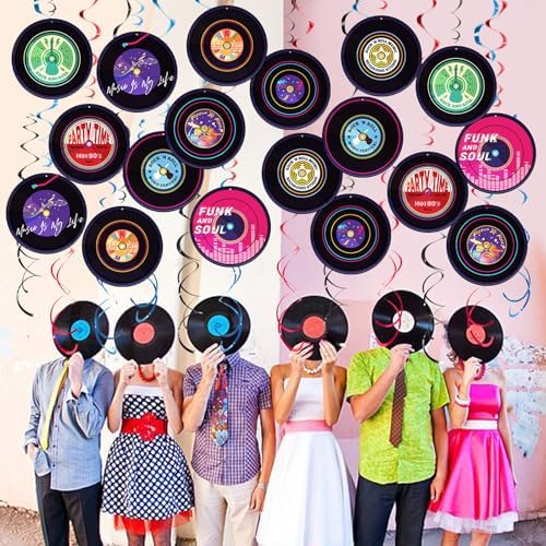 Rock and Roll Record Party Hanging Swirls 48 Pcs