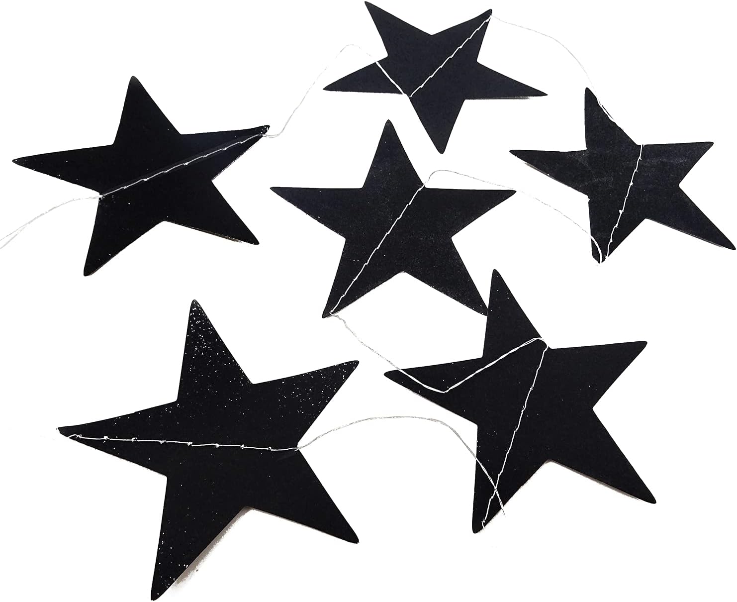 Honbay 2PCS Double Side Glitter Star Garland