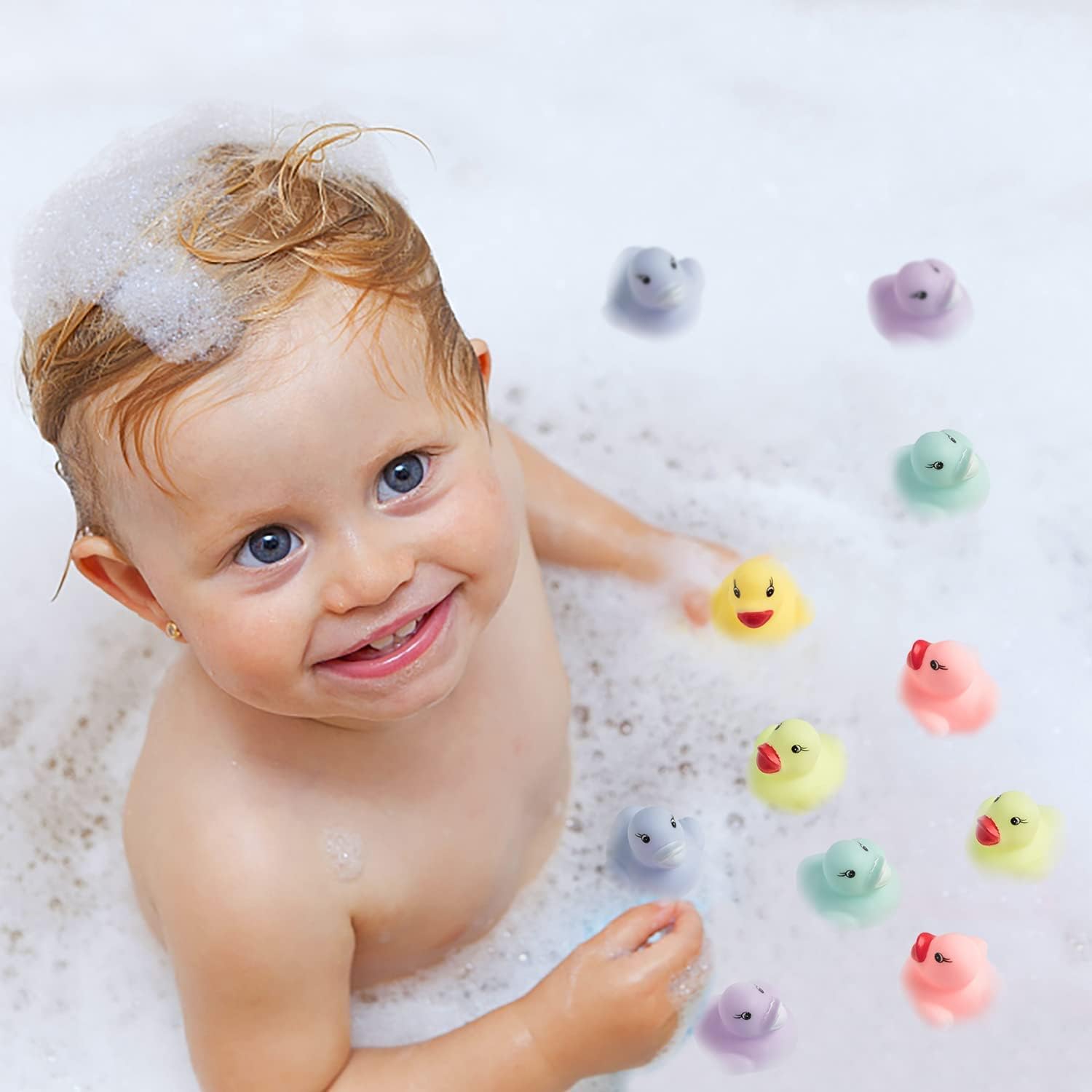 Haooryx 60Pcs Colorful Mini Rubber Ducks Set