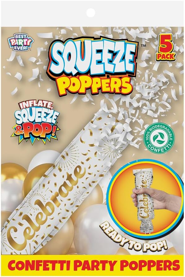 Best Party Ever Squeeze Popper 2 Pack 10 Confetti