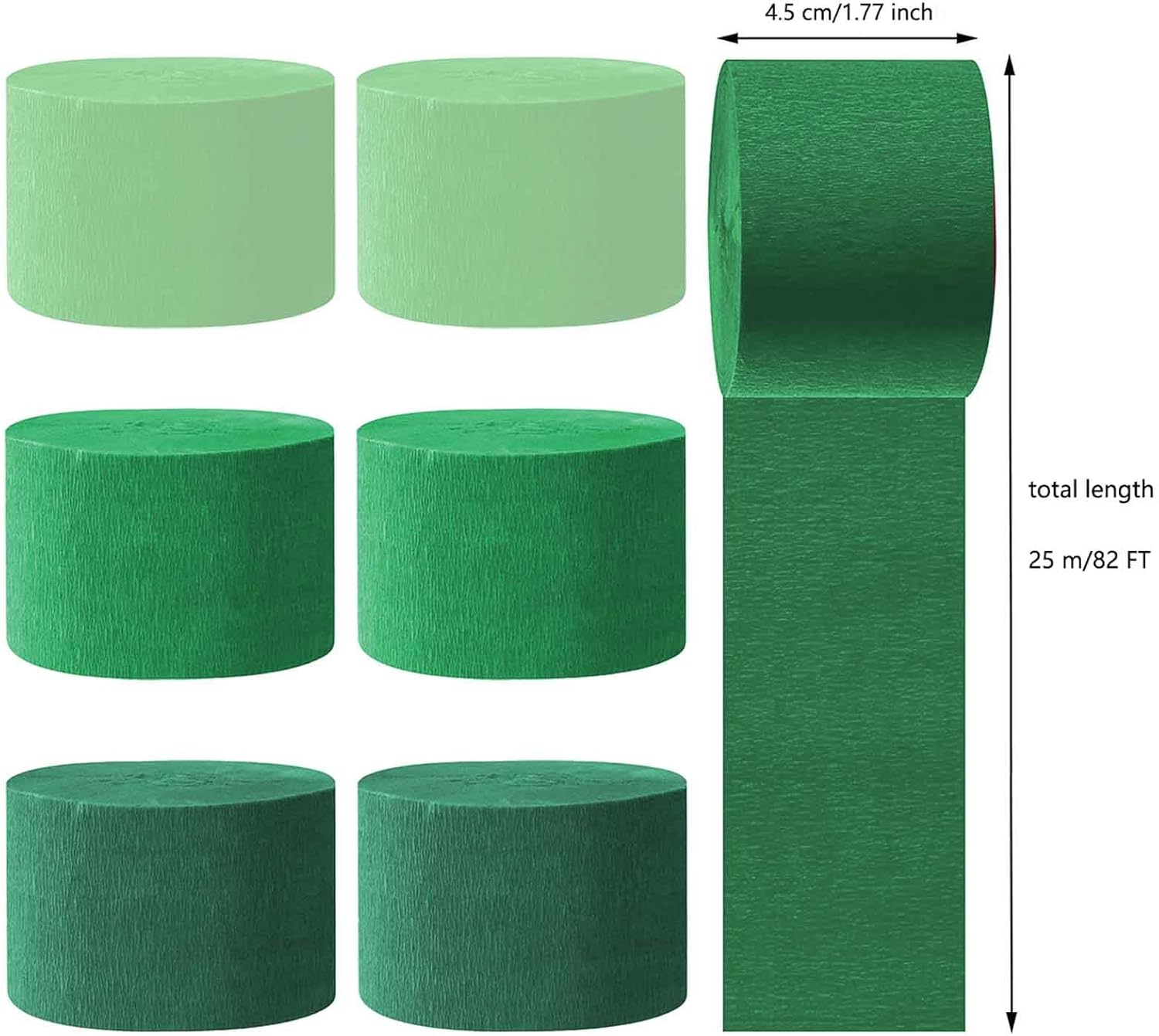 Capesaro Green Crepe Paper Streamers 6 Rolls Party Decorations