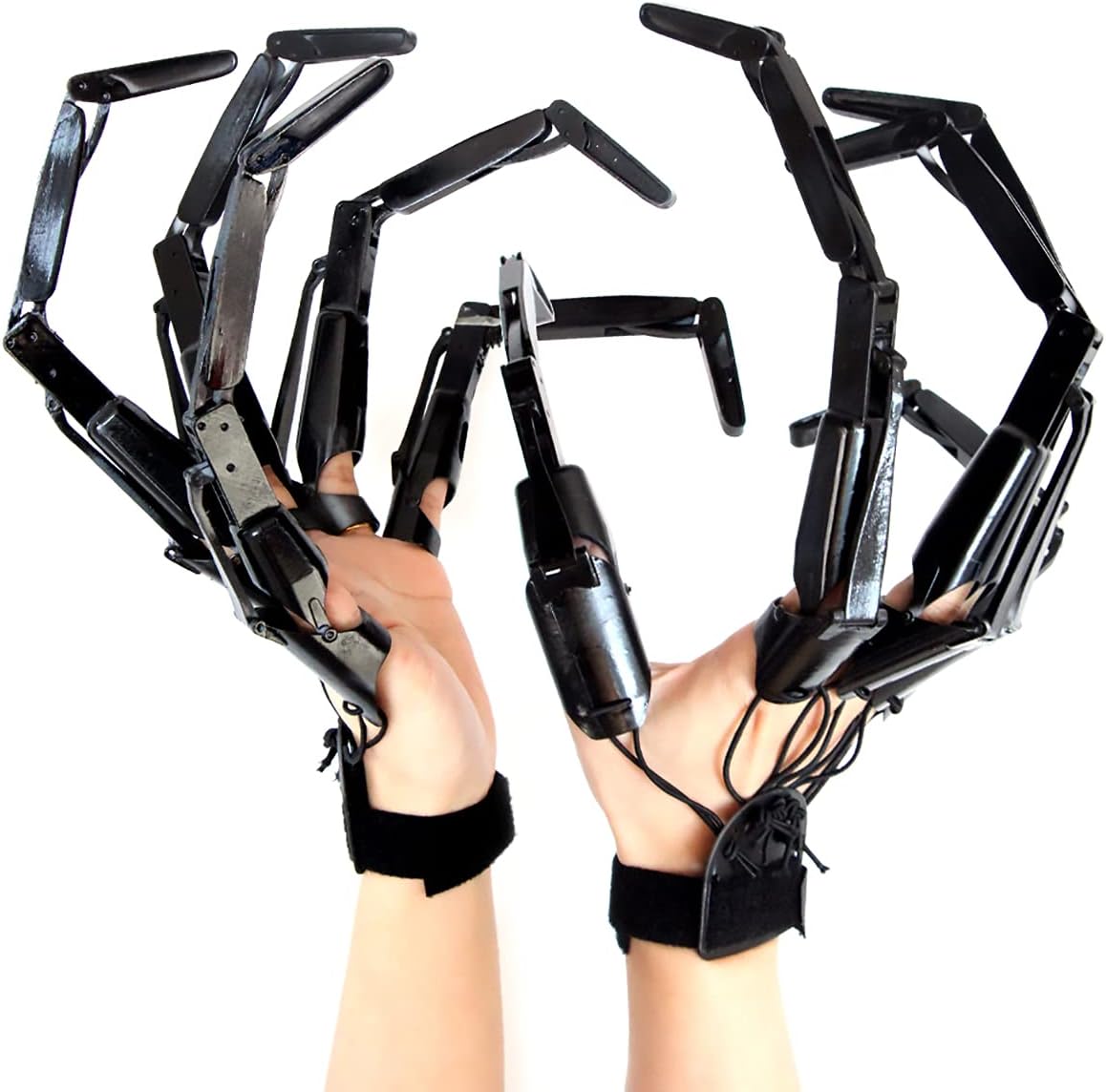 Halloween Gloves Skull Fingers Articulated Devil Claws Cosplay Ghost Hands Black