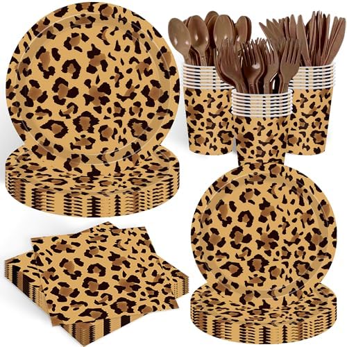 140PCS Leopard Print Party Decorations Set for 20 Guests