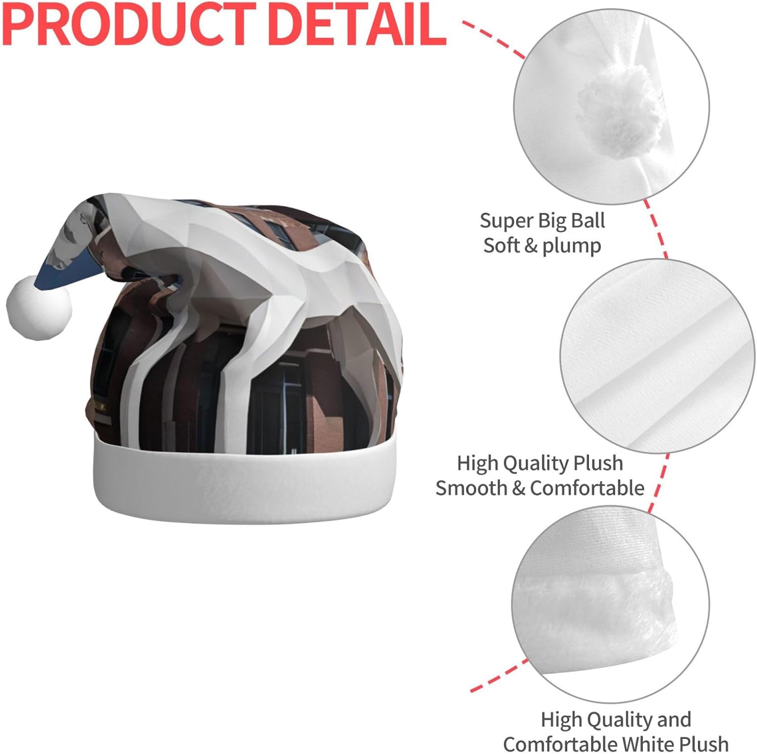 Unicorn Building Print Christmas Santa Hat Plush