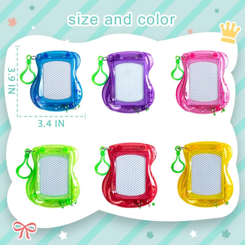 8 Mini Magnetic Drawing Boards with Metal Keychain for Kids