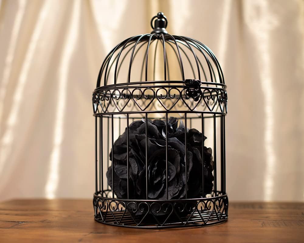 Andersons Decorative Black Wire Birdcage Wedding Centerpiece