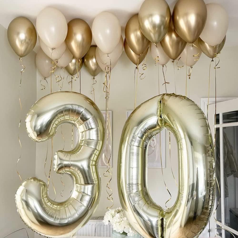 White Gold Balloons Set 60 Pcs 12 Inch Party Decor