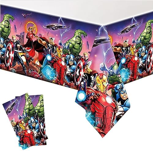 2Pack Super Hero Tablecloth Disposable Tablecover for Birthday Party and Baby Shower