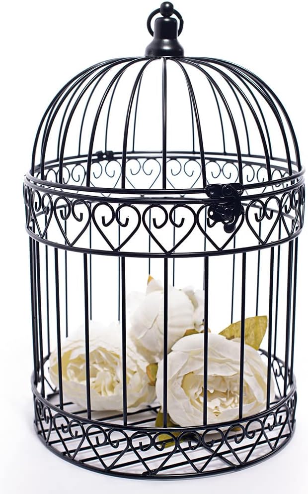 Andersons Decorative Black Wire Birdcage Wedding Centerpiece