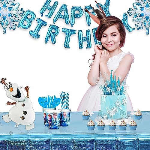GREATRIL Blue Party Table Cover with Glitter Iridescent Finish
