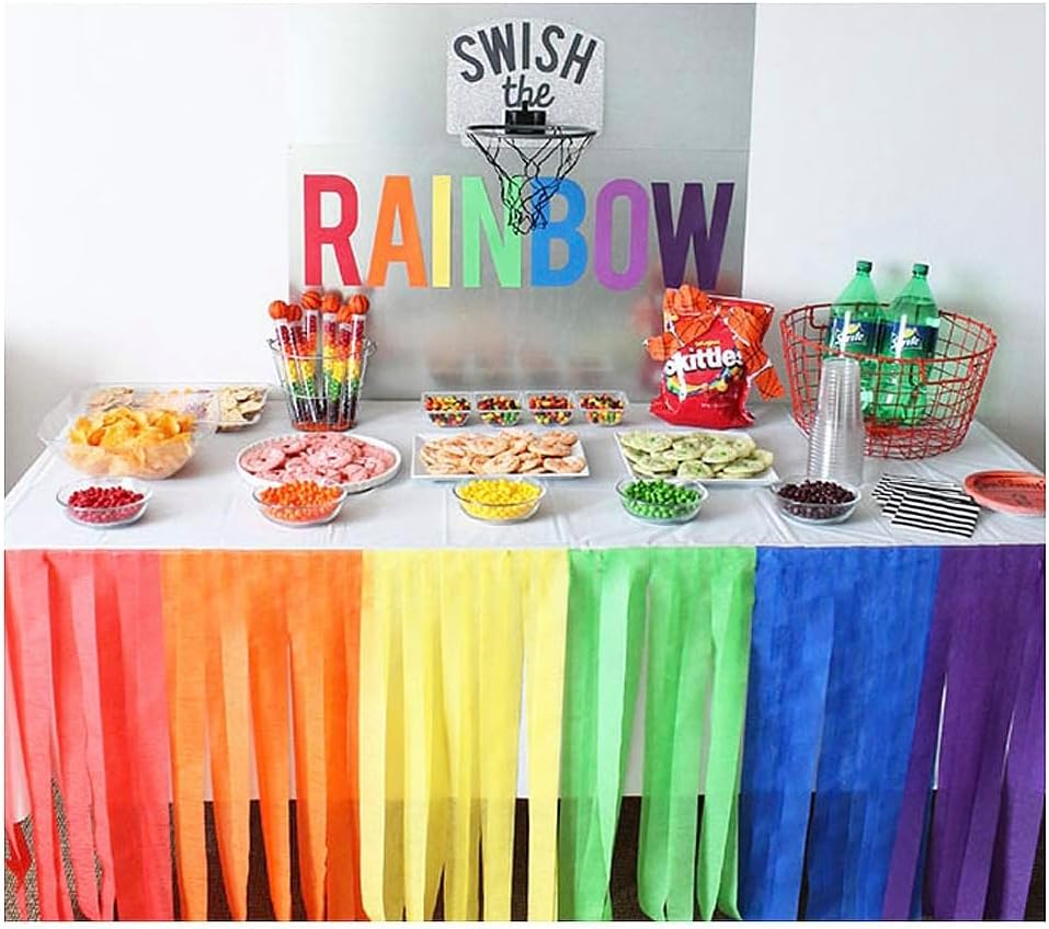 Binpeng 433ft Rainbow Crepe Paper Streamers for Parties