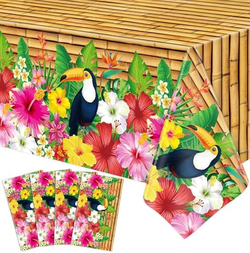 Dvaorc 4 Pack Tropical Luau Tablecloths