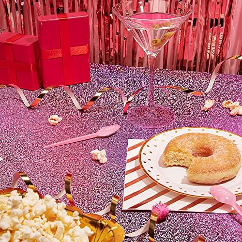 2 pcs Pink Holographic Tablecloths for Party Decorations