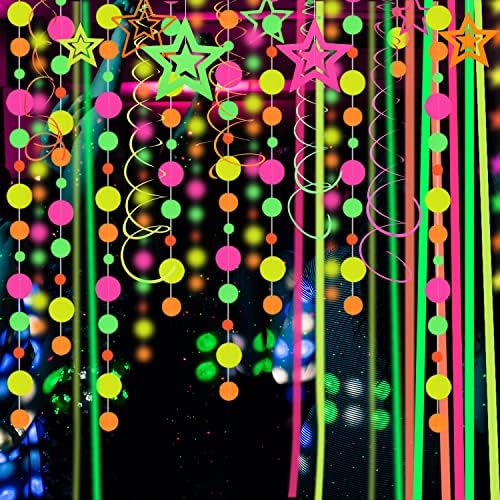 115 Feet UV Neon Garland Streamers for Black Light Parties