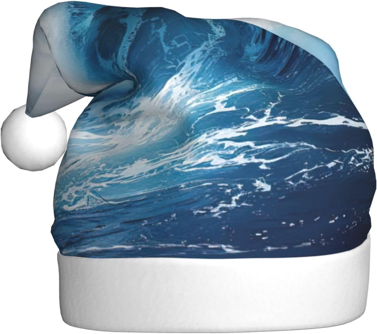 Big Ocean Wave HD Print Christmas Santa Hat Plush
