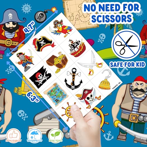 96PCS Pirate Ship Nautical Temporary Tattoos for Kids