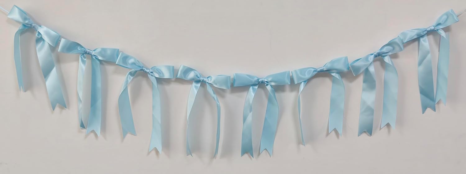 Blue Bow Garland Banner for Bachelorette Party Decor